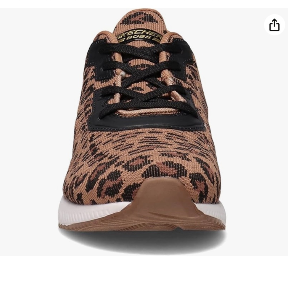 Final Price Skechers Women Bob's Sport Squad Leopard Sneakers in Brown & Black 6 - Picture 4 of 12